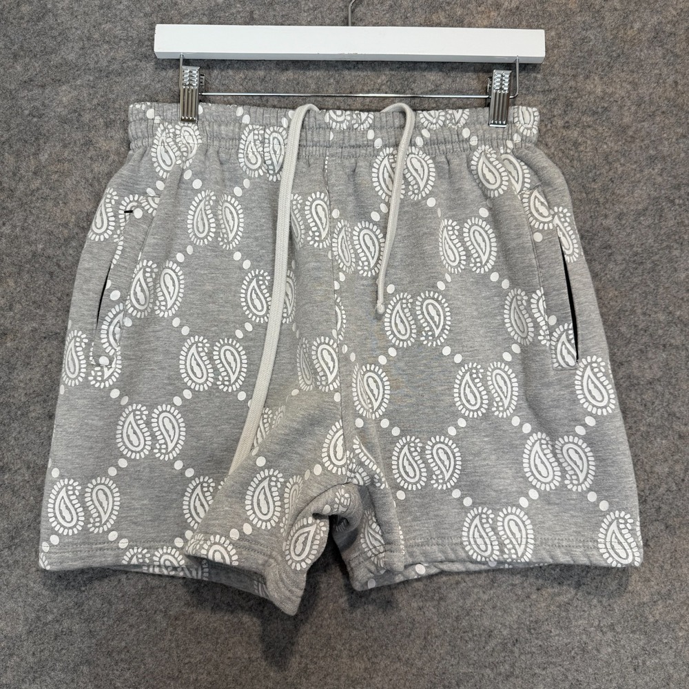 Collect & Select Shorts Mens Medium Paisley Print Drawstring Fleece‎ Sweat 4.5"